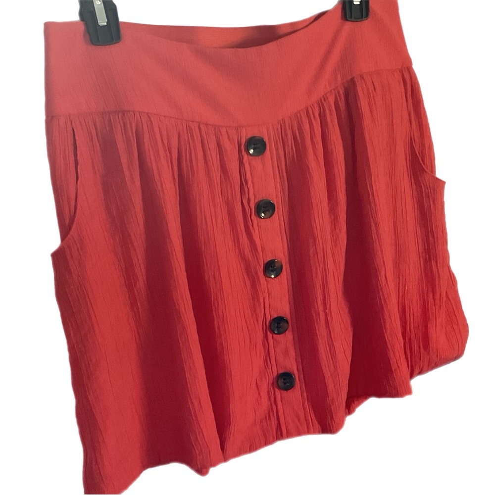 Charlotte Russe Skirt L Orange Mini Pockets Pull-up